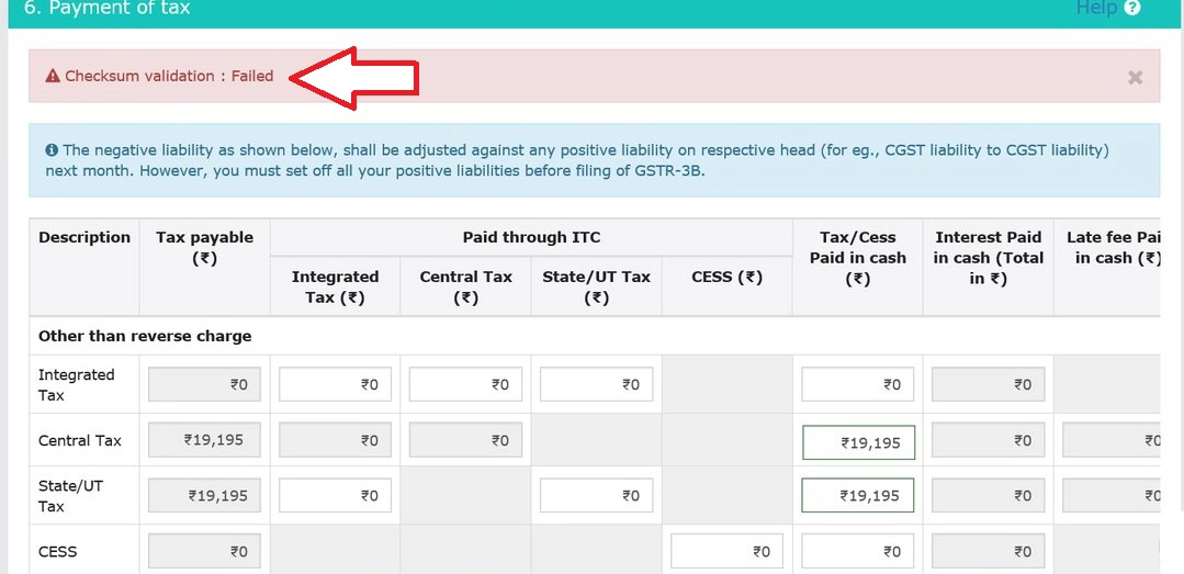 Checksum Validation Failed Error In Gst Return